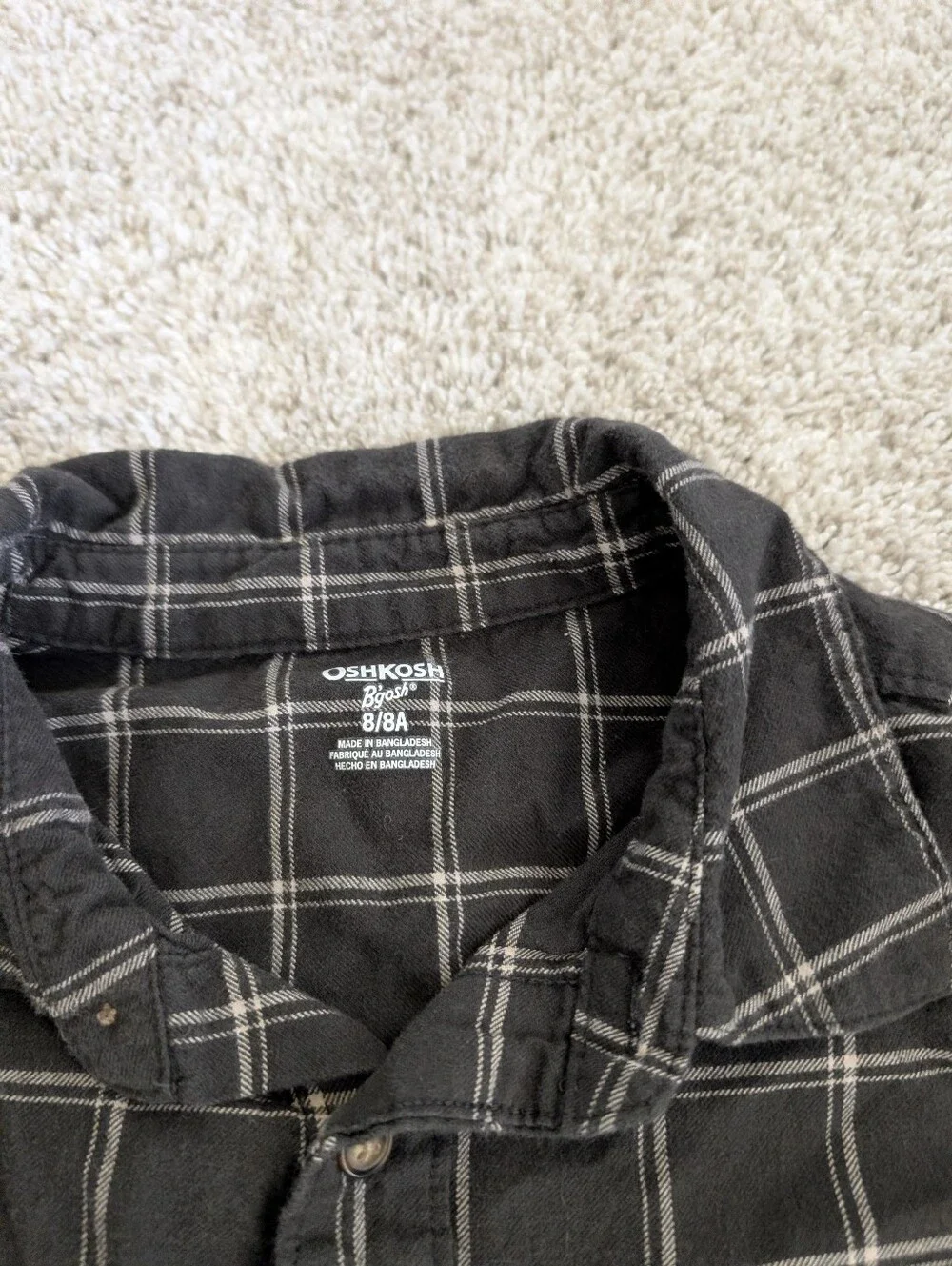 Oshkosh B'gosh Kids Long-Sleeve Black Plaid Button-Up Shirt - Size 8